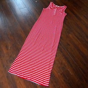 Heart & Hips Red and White Striped Sleeveless Bodycon Maxi Dress Size Large